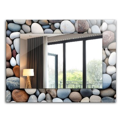 Wall mirror design Colorful smooth stones