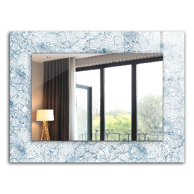 Decorative mirror Flowers pattern blue