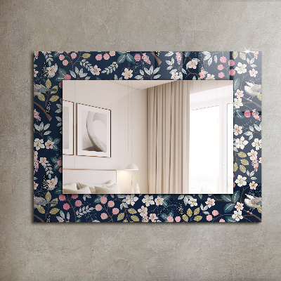 Decorative mirror Flowers leaves birds