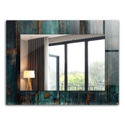 Wall mirror design Wooden green boards