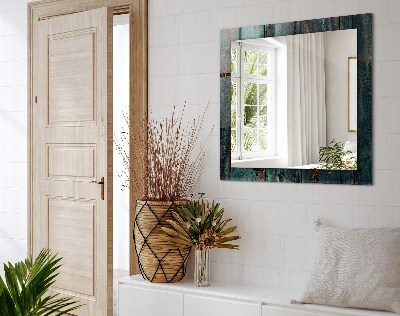 Wall mirror design Wooden green boards