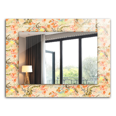 Mirror frame with print Japanese garden