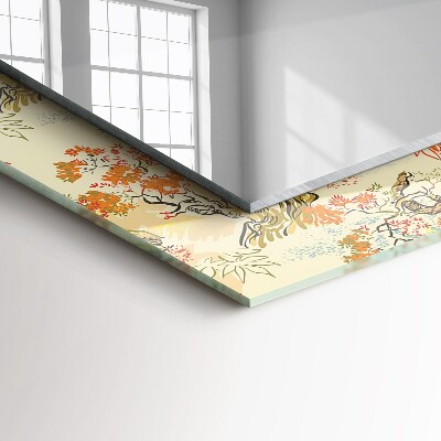 Mirror frame with print Japanese garden