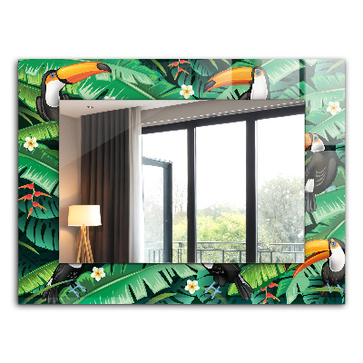 Printed mirror Toucans leaves jungle