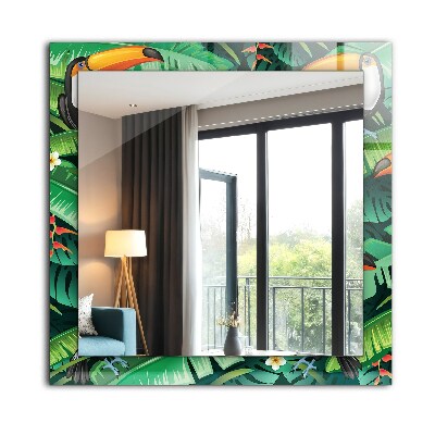 Printed mirror Toucans leaves jungle