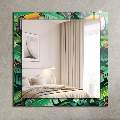 Printed mirror Toucans leaves jungle