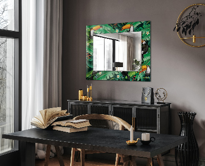 Printed mirror Toucans leaves jungle