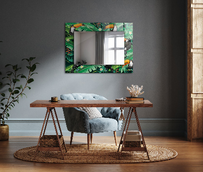 Printed mirror Toucans leaves jungle