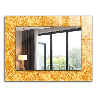 Wall mirror design Leaves orange pattern