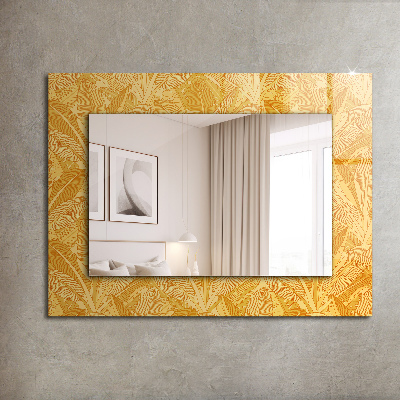 Wall mirror design Leaves orange pattern