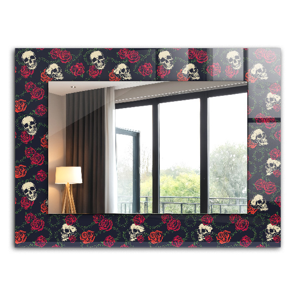 Printed mirror Skulls roses thorns