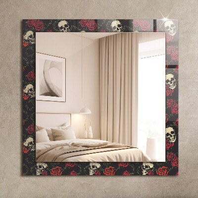 Printed mirror Skulls roses thorns