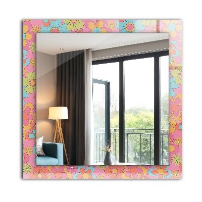 Wall mirror design Colorful floral Groove