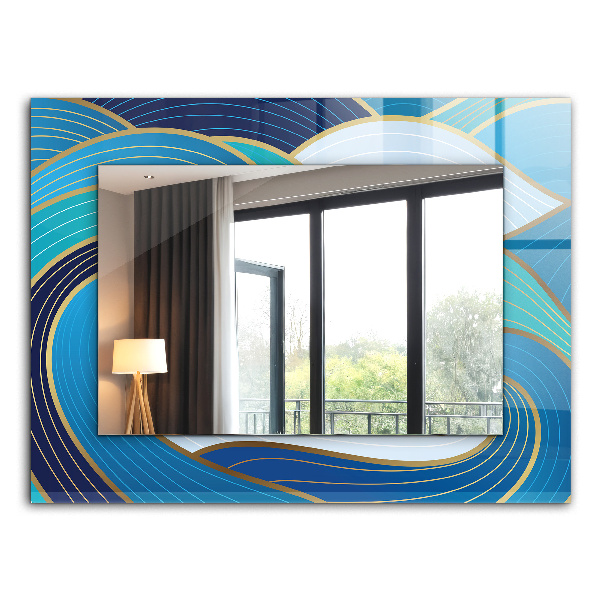 Decorative mirror Waves patterns blue