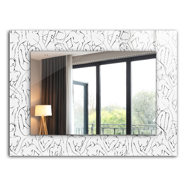 Mirror frame with print Women silhouettes sketch