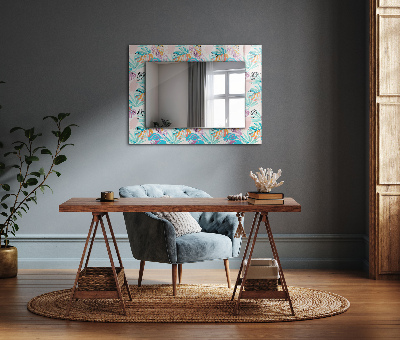 Printed mirror Colorful tropical leaves