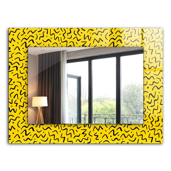 Wall mirror design Yellow abstract pattern