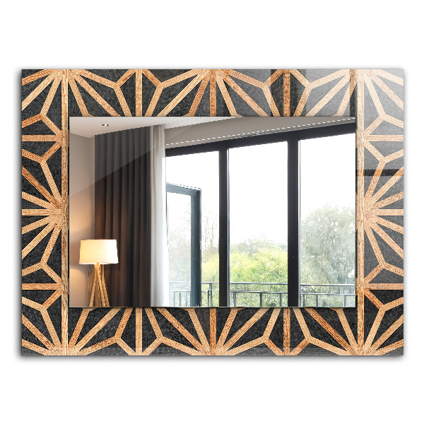 Wall mirror decor Wooden geometric pattern