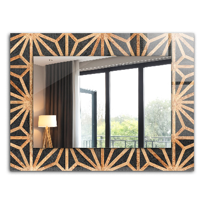 Wall mirror decor Wooden geometric pattern