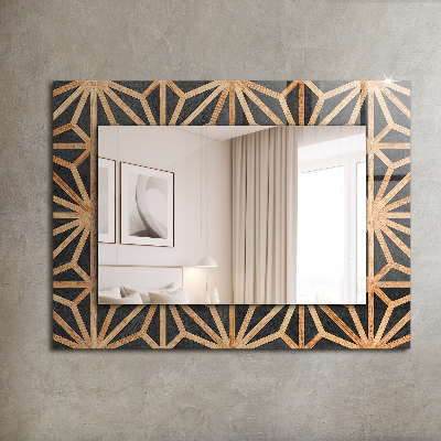 Wall mirror decor Wooden geometric pattern