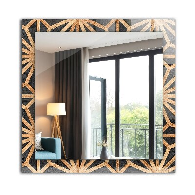 Wall mirror decor Wooden geometric pattern