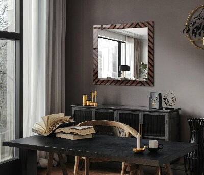 Printed mirror Wooden diagonal slats