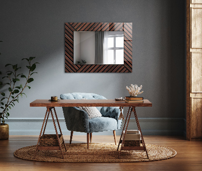 Printed mirror Wooden diagonal slats