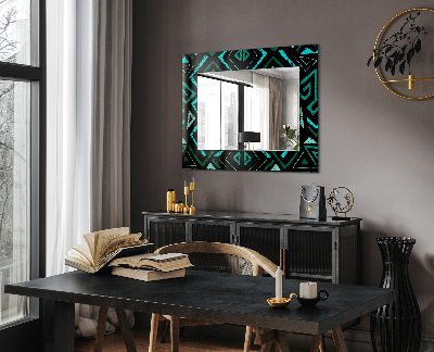 Mirror frame with print Geometric turquoise pattern