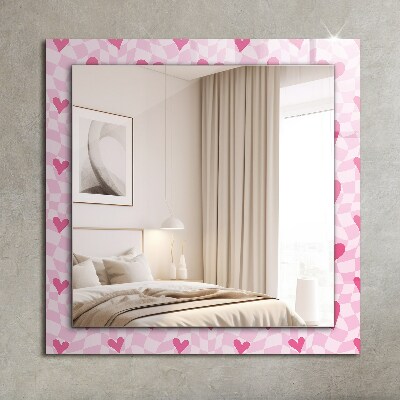 Mirror frame with print Pink hearts