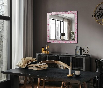 Mirror frame with print Pink hearts