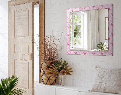 Mirror frame with print Pink hearts