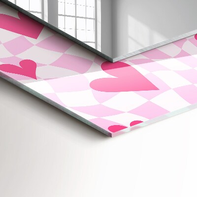 Mirror frame with print Pink hearts