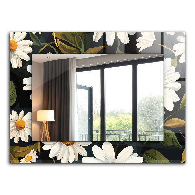 Wall mirror design White daisy leaves