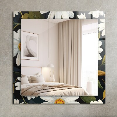 Wall mirror design White daisy leaves