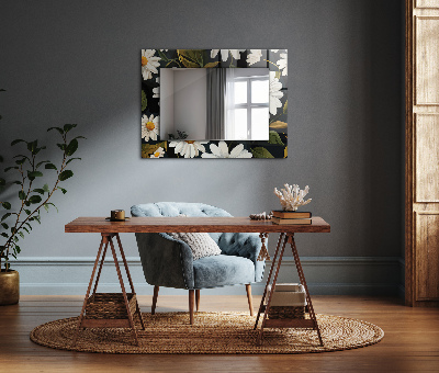 Wall mirror design White daisy leaves