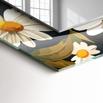 Wall mirror design White daisy leaves