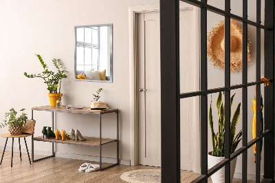 Rectangular mirror Silver frame wall hanging