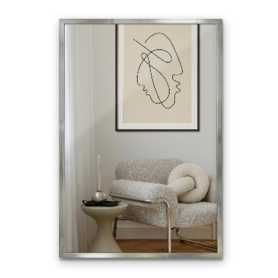 Rectangular mirror Silver frame wall hanging