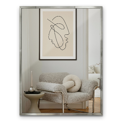 Rectangular mirror Silver frame wall hanging