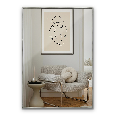 Rectangular mirror Silver frame wall hanging