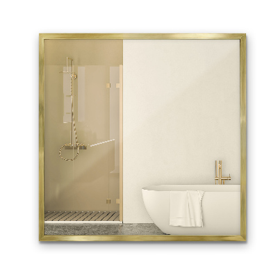 Decorative rectangular wall mirror with a gold frame