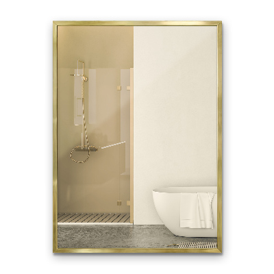 Decorative rectangular wall mirror with a gold frame