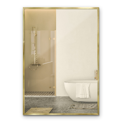 Decorative rectangular wall mirror with a gold frame