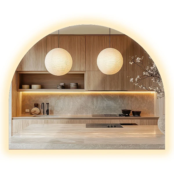 D-shape LED mirror