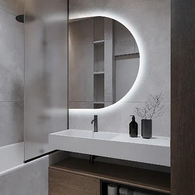 D-shape LED mirror
