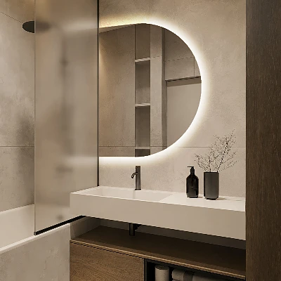 D-shape LED mirror