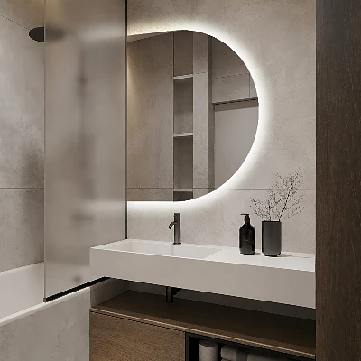 D-shape LED mirror