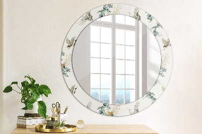 Round mirror printed frame Chinoserie