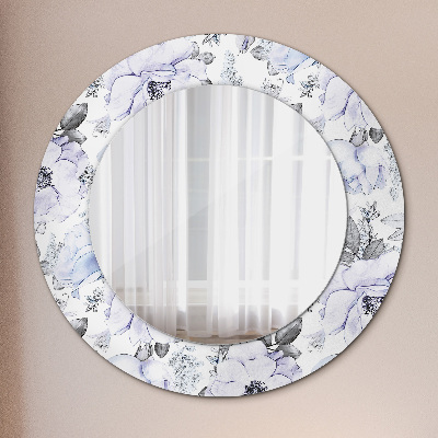 Round mirror decor Blue roses