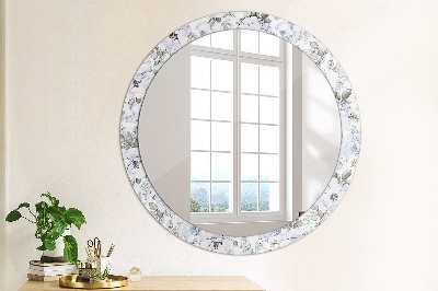 Round mirror decor Blue roses